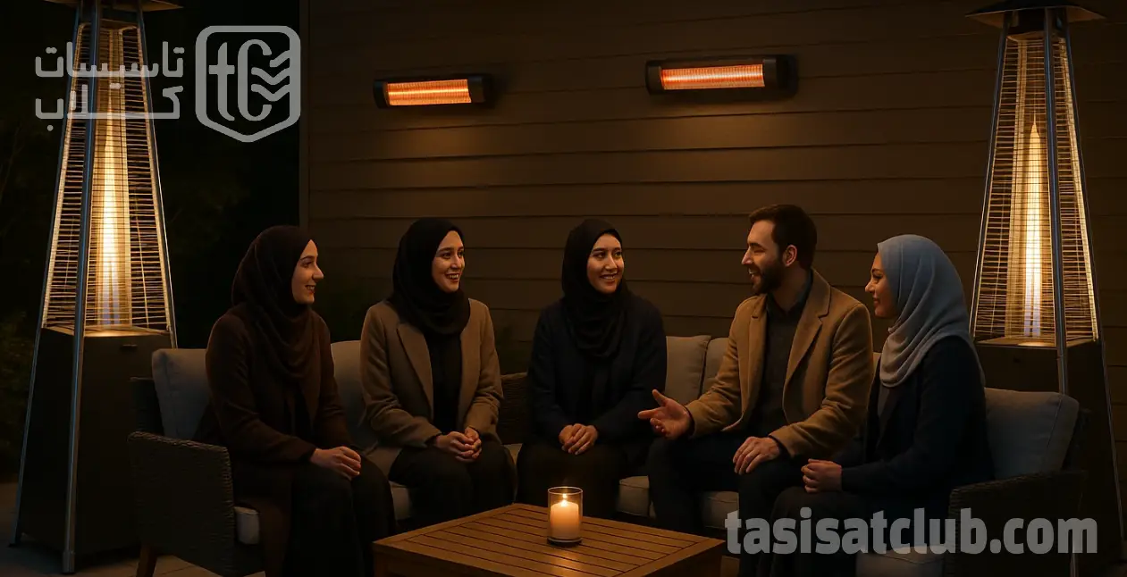 خرید سیستم گرمایش فضای باز برای رستوران، ویلا