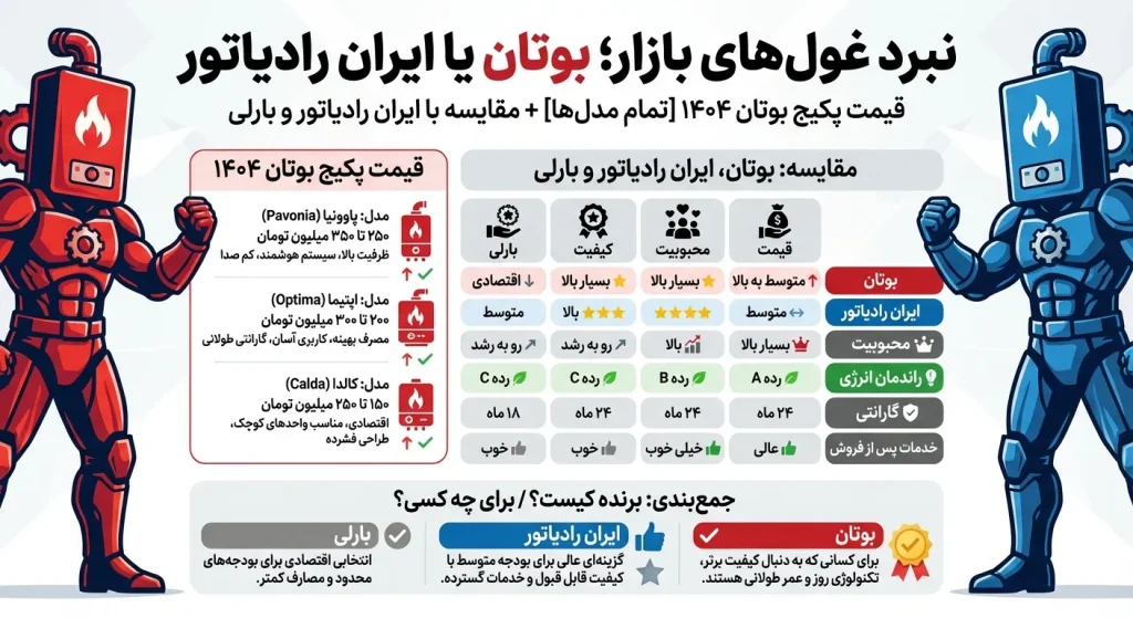 مقایسه پکیج بوتان با ایران رادیاتور